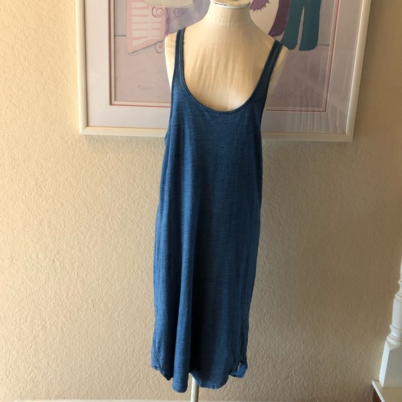 One X Oneteaspoon Blue Cotton Drifter Throwover Sleeveless Tank Midi Dress - Picture 3 of 10